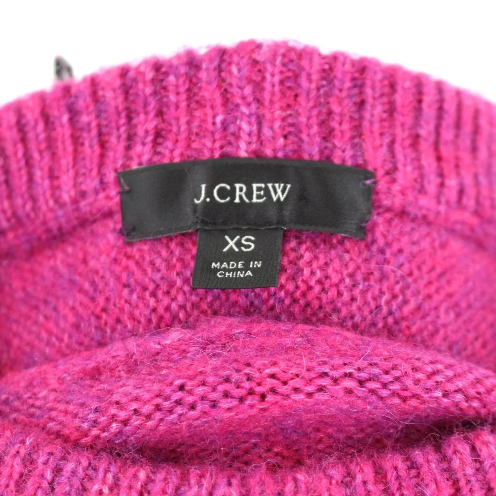 J. Crew Relaxed Saddle Sleeve Pullover Crewneck Sweater Heather Fuchsia X-Small - Picture 7 of 9